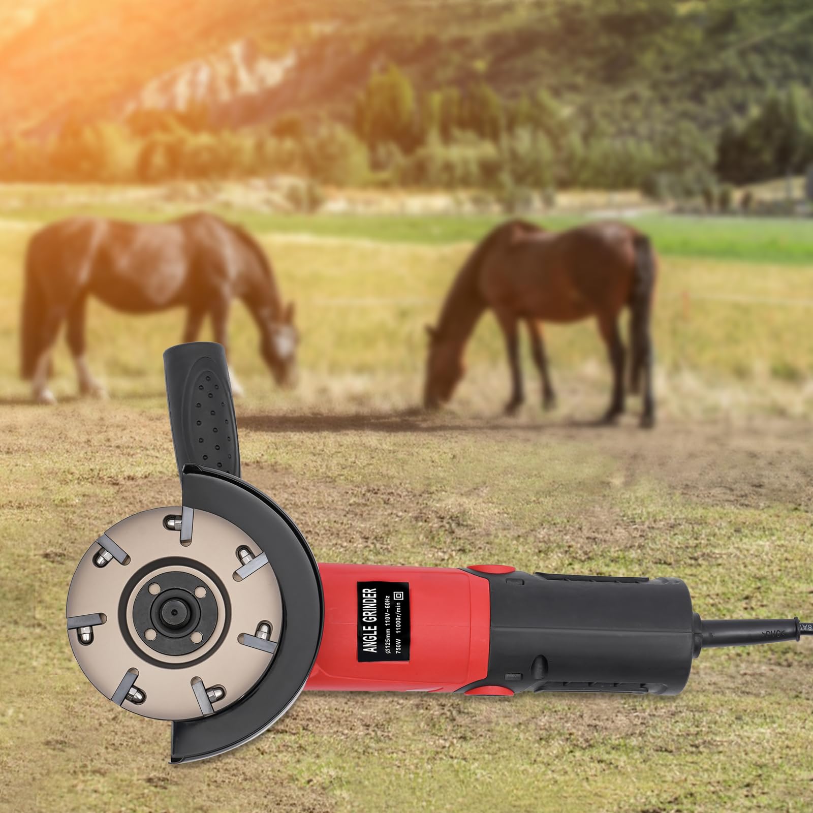 Purptarol 750W Power Angle Grinder Tool, 11000Rpm Electric Animal Hoof Trimmer with Cutting Grinding Wheels and 7 Blades for Cows, Horses, Donkeys, Sheep
