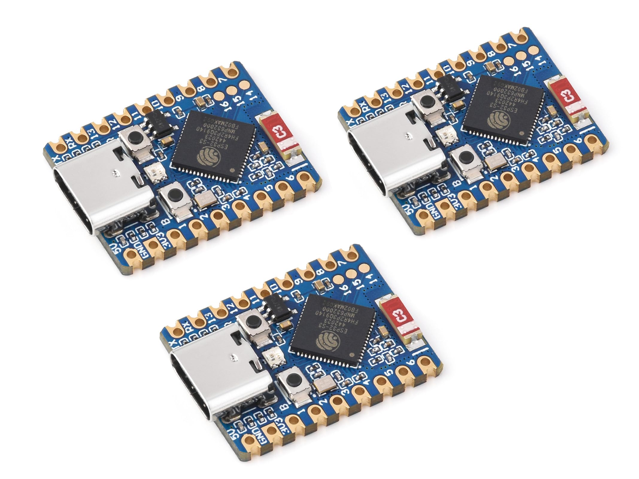 3PCS ESP32-S3 Mini Development Board, Based on ESP32-S3FH4R2 Dual-Core Processor, 240MHz Running Frequency, 2.4GHz Wi-Fi & Bluetooth 5, Onboard Multi-Function GPIO Pins