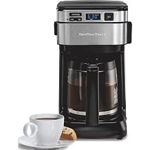 Hamilton Beach FrontFill 12 Cup Programmable Drip Coffee Maker | Regular &amp; Bold Brew Options | Auto Pause and Pour | Glass Carafe | Black with Stainless Accents | 46310