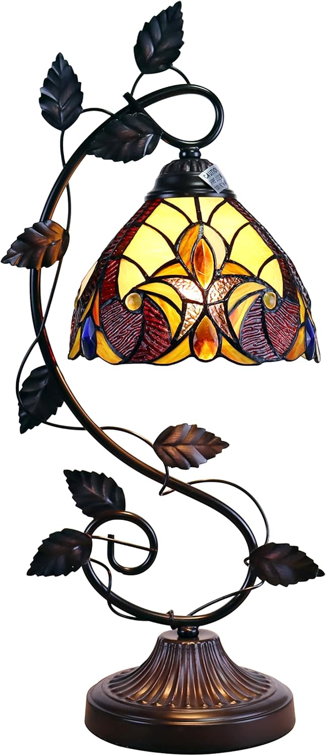 Radiance Goods Victorian Tiffany-Syle Dark Bronze 1 Light Accent Table Lamp 8" Wide