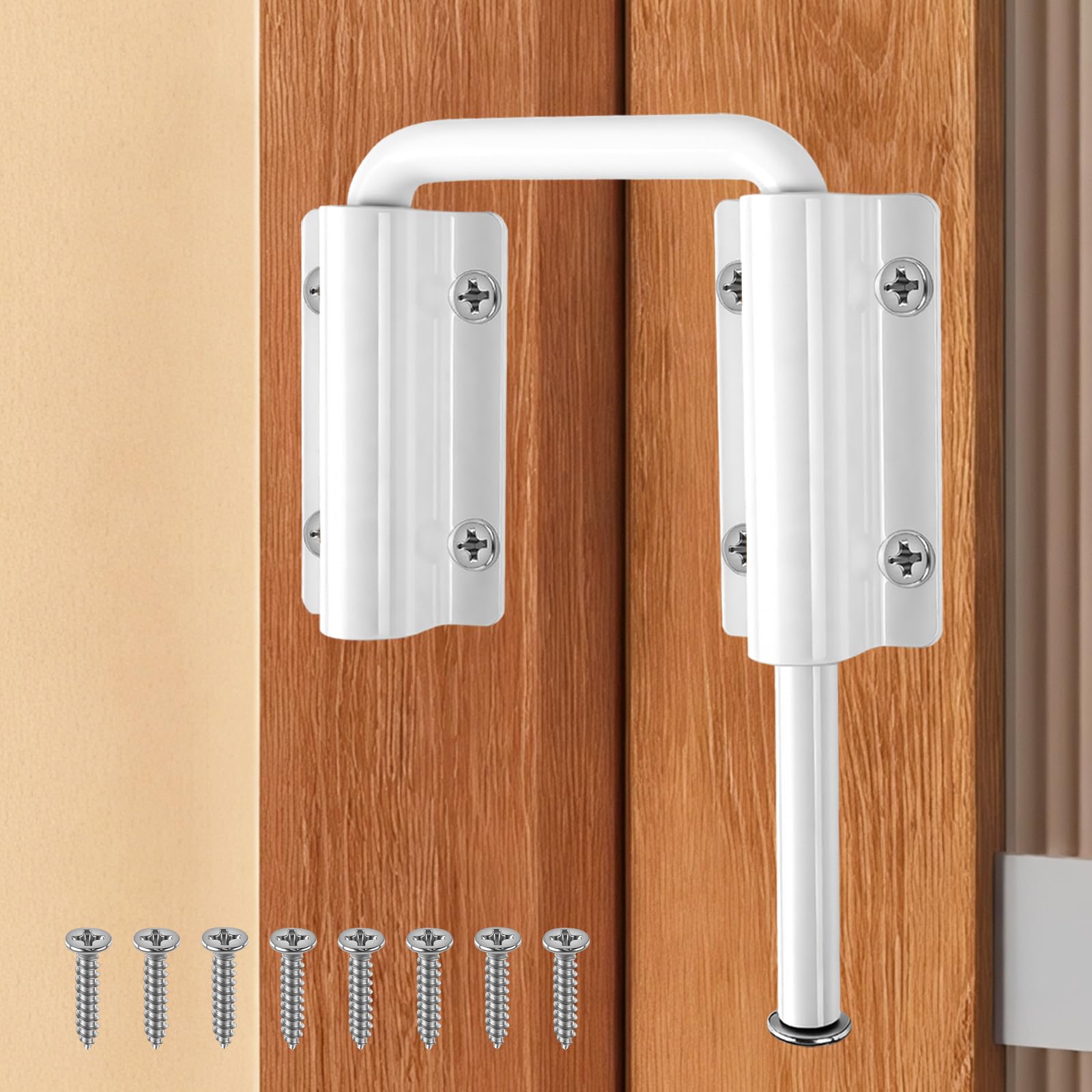 Upgraded Sliding Door Loop Lock, 1PC Patio Gate Latches White
