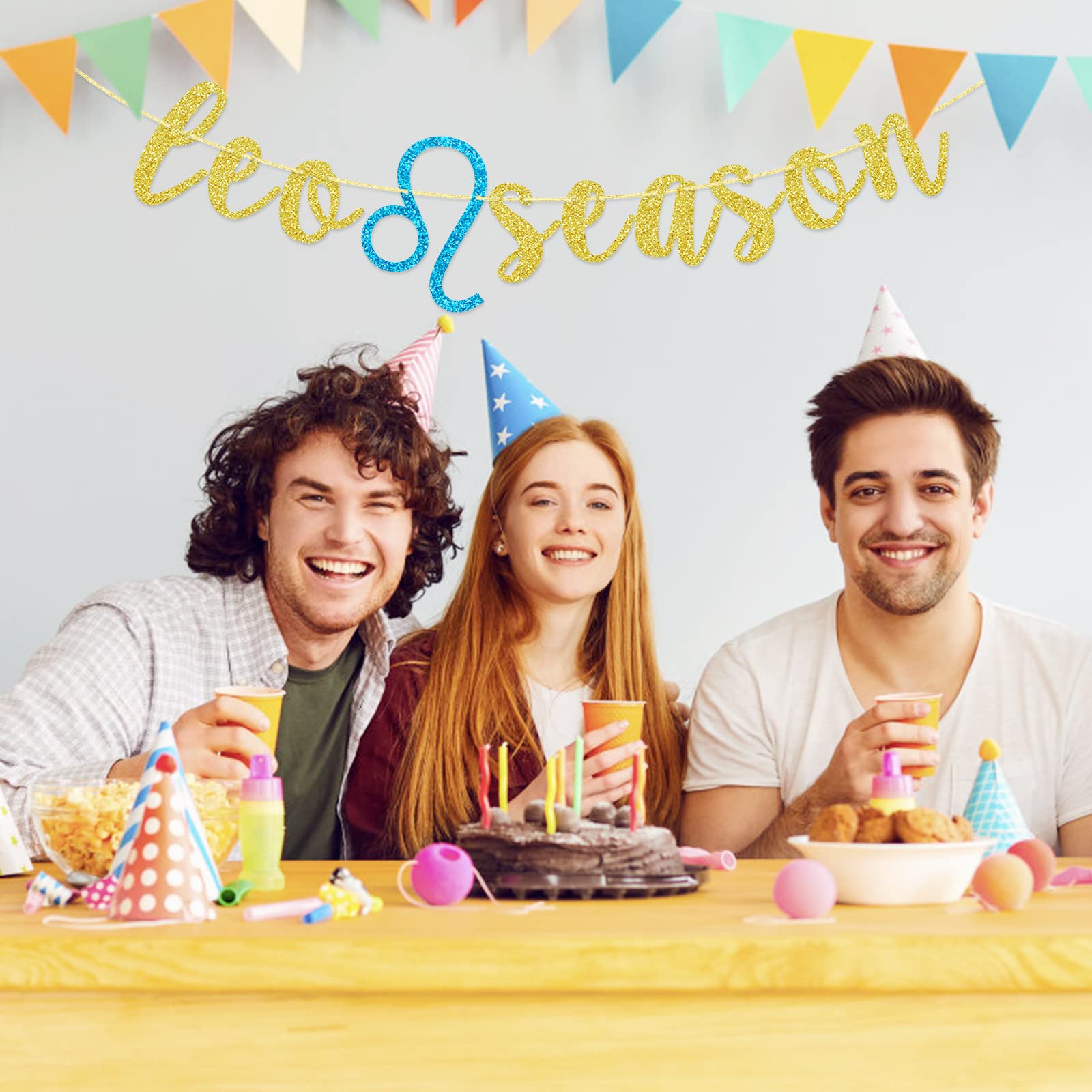 Leo Season Birthday Banner – Glitter Zodiac Party Decor - View #7