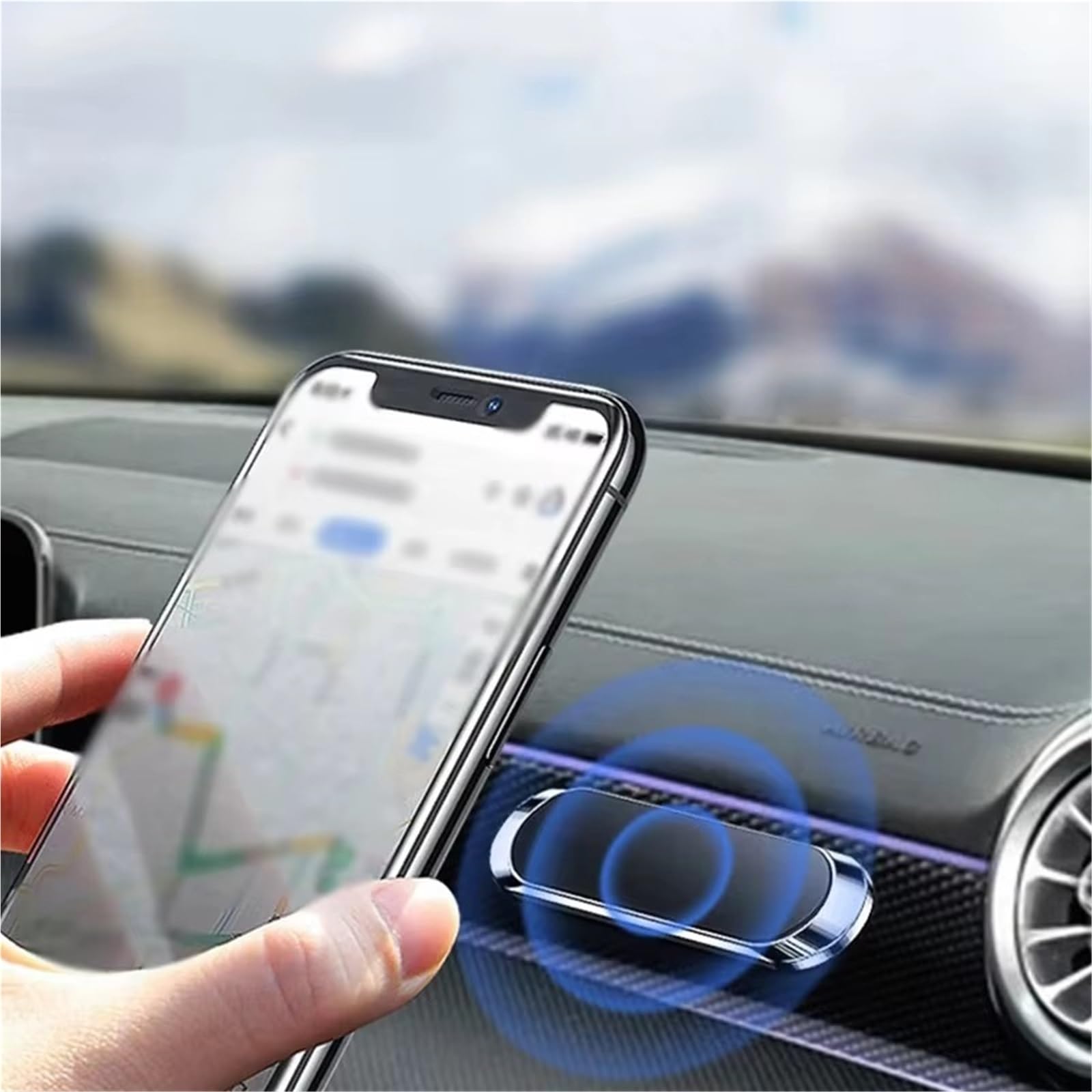 Per Samsung Supporto Universale Auto Magnetico Telefono Auto Magnetico Supporto Cellulare Supporto Telefon GPS Porta Cellulare Auto(Black)