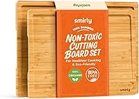 Vista 24 de SMIRLY Tabla de cortar de madera, juego de tablas de cortar de bambú, tabla de cortar y tablas de cortar de madera para cocina, tabla de cortar