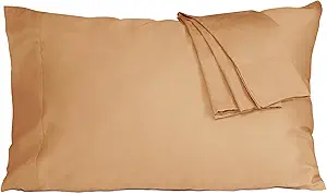 Pillow Cases, King Size Cotton Percale Weave Pillowcases, Pre-Shrunk Breathable and Hypoallergenic Pillowcases, Set of 2 (2 Piece King 20 Inch x 40 Inch, Butterum)