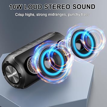 Bluetooth Speaker with Light Bluetooth 5.3 Music Box Portable Bluetooth Box with 52 mm Diameter Dual Speakers Deep Bass IPX7 Waterproof Outdoor Speaker for Travel/Parties/Beach