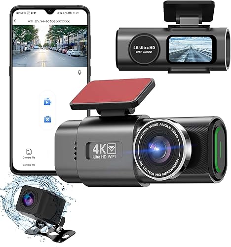 iMounTEK Cámara de tablero para automóviles, cámara de tablero de automóvil de 3 canales, 1296 x 1080P, cámara frontal interior y trasera, cámara