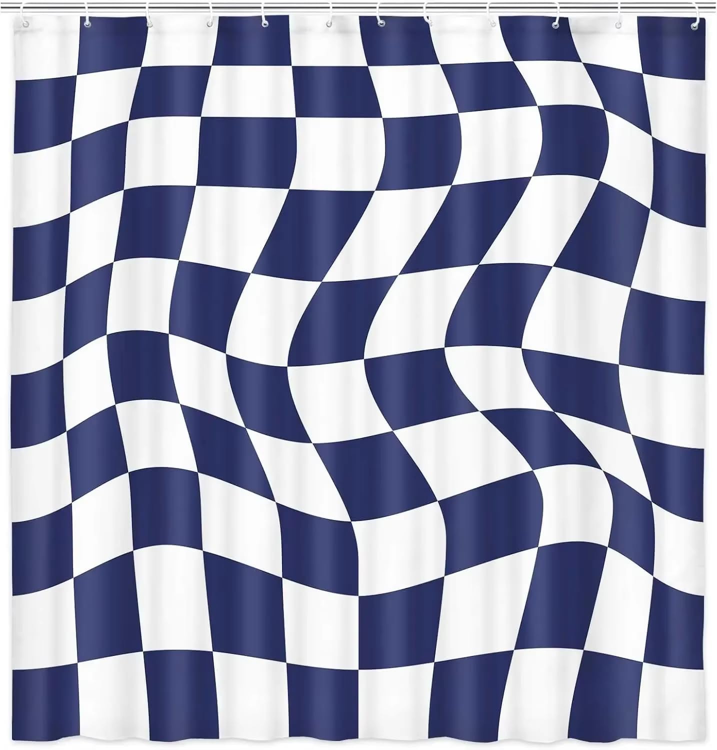 KELAIMI Wavy Checkerboard Shower Curtain,Odern Abstract Retro Bathroom Curtains,Aesthetic Waterproof Polyester Fabric Bathtub Curtains with Hooks Style 14 180X180Cm