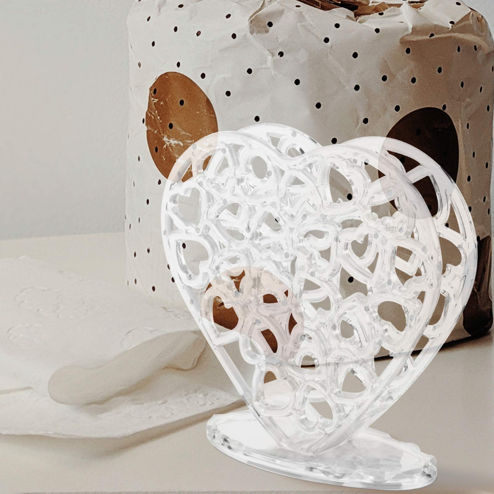 Porte-serviettes - Distributeur de mouchoirs en papier vertical en forme de cœur pour décoration de table et décoration d'intérieur