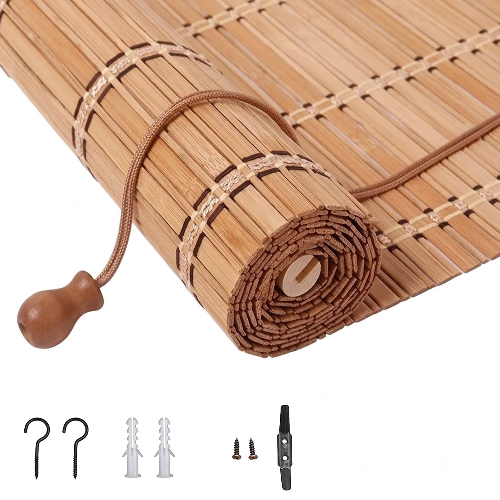 Roleta zwijana z karbonizowanej bambusa, zapewniająca prywatność w pomieszczeniach, szer. 105 x wys. 220 cm, idealna dekoracja domu, ochrona przed promieniowaniem UV, przyjazna dla środowiska obróbka