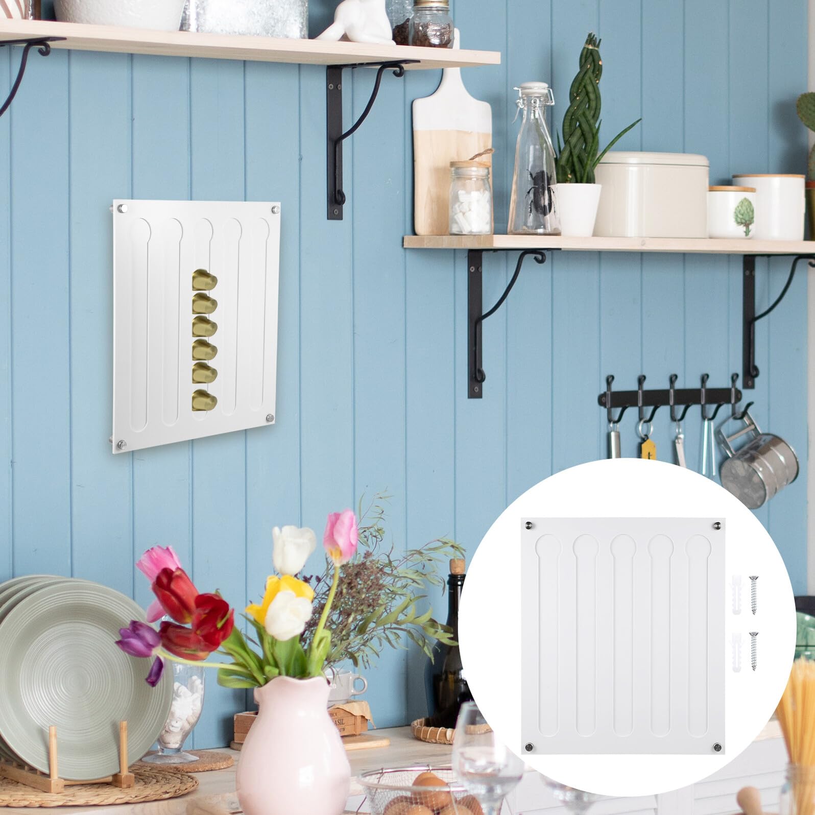 VICASKY Porta Capsule Organizer da Parete Resistente in Acrilico Bianco Caffè e Salvaspazio per Capsule di Caffè, per Uso Domestico e Esposizione Commerciale