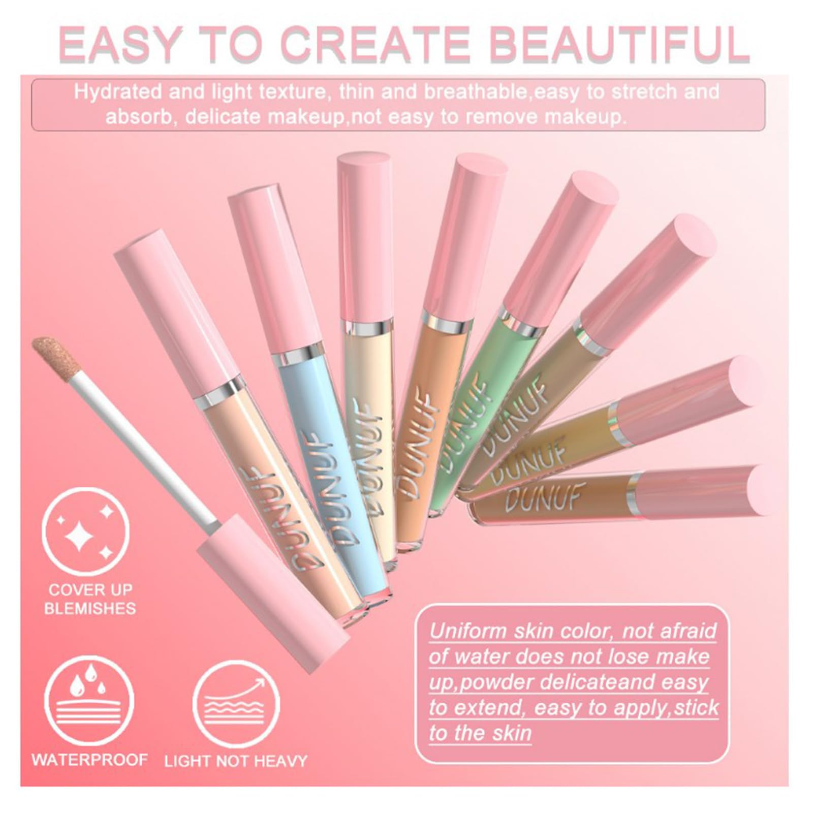 JasCherry 4 Colors Liquid Concealer Full Coverage Under Eye Concealer Makeup - Image 3