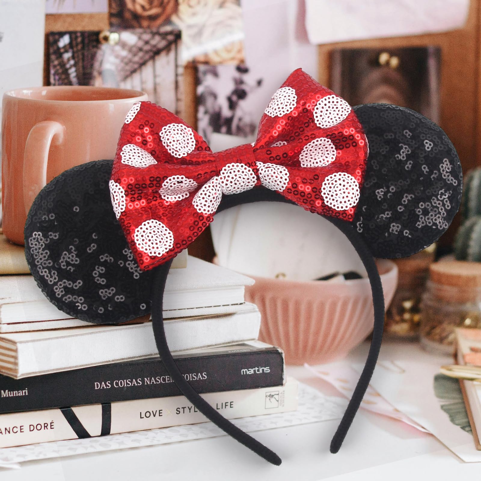Amazon.com: zhezesmila Mouse Ears Headbands for Women Sequin  display picture 3