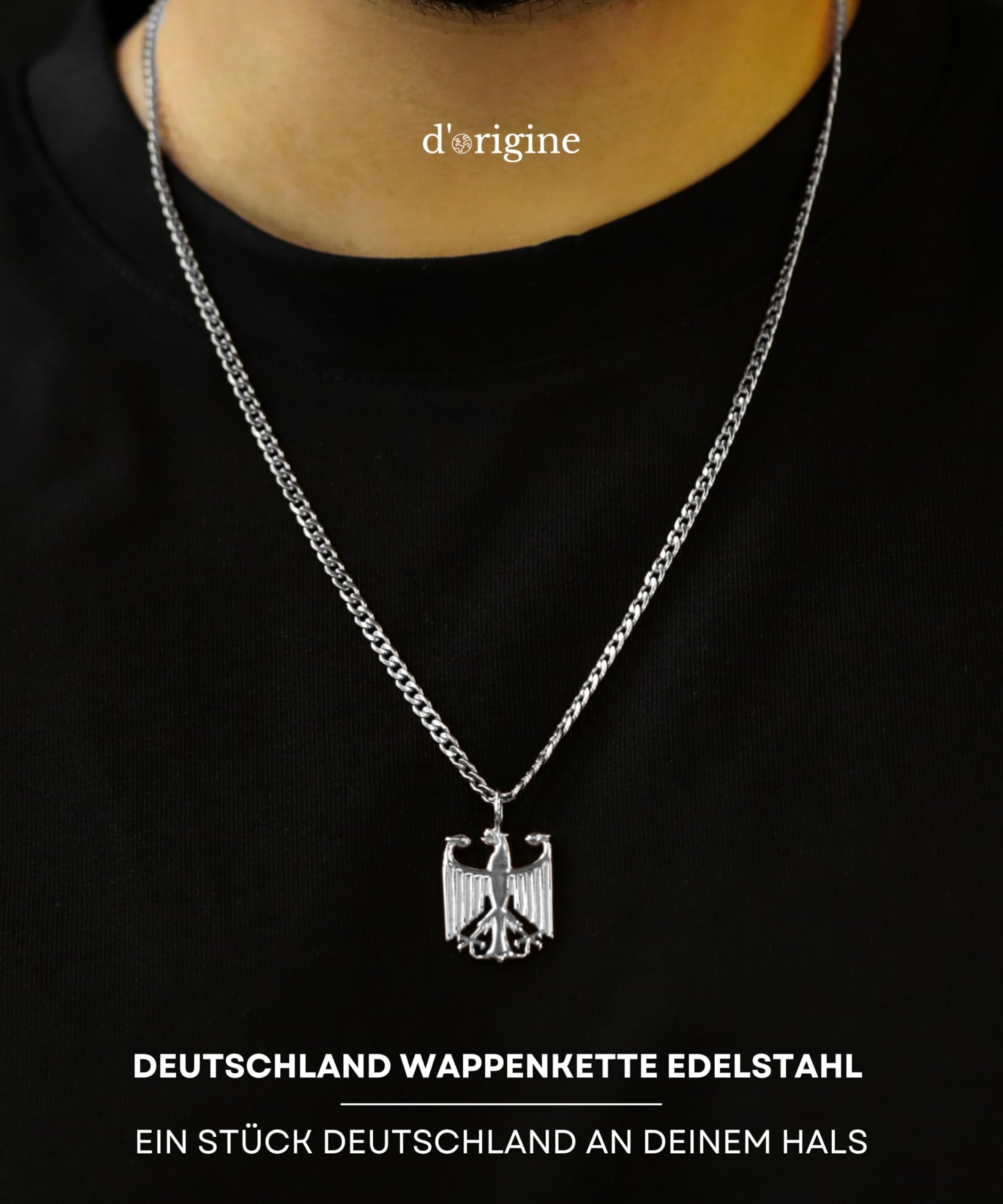 Deutschland Kette Herren – Bundesadler Adler Anhänger Halskette Edelstahl