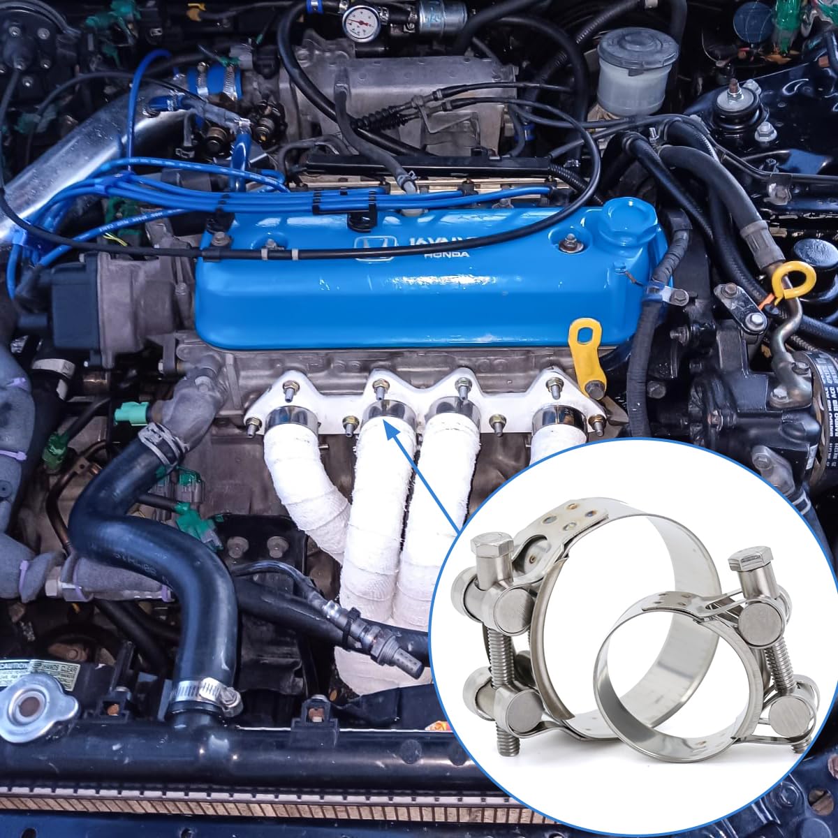 6 sztuk Moto Zacisk wydechowy 23-25 mm, zacisk turbiny, metalowy zacisk ze stali nierdzewnej odpowiedni do połączenia wydechowego rury samochodowej i motocyklowej