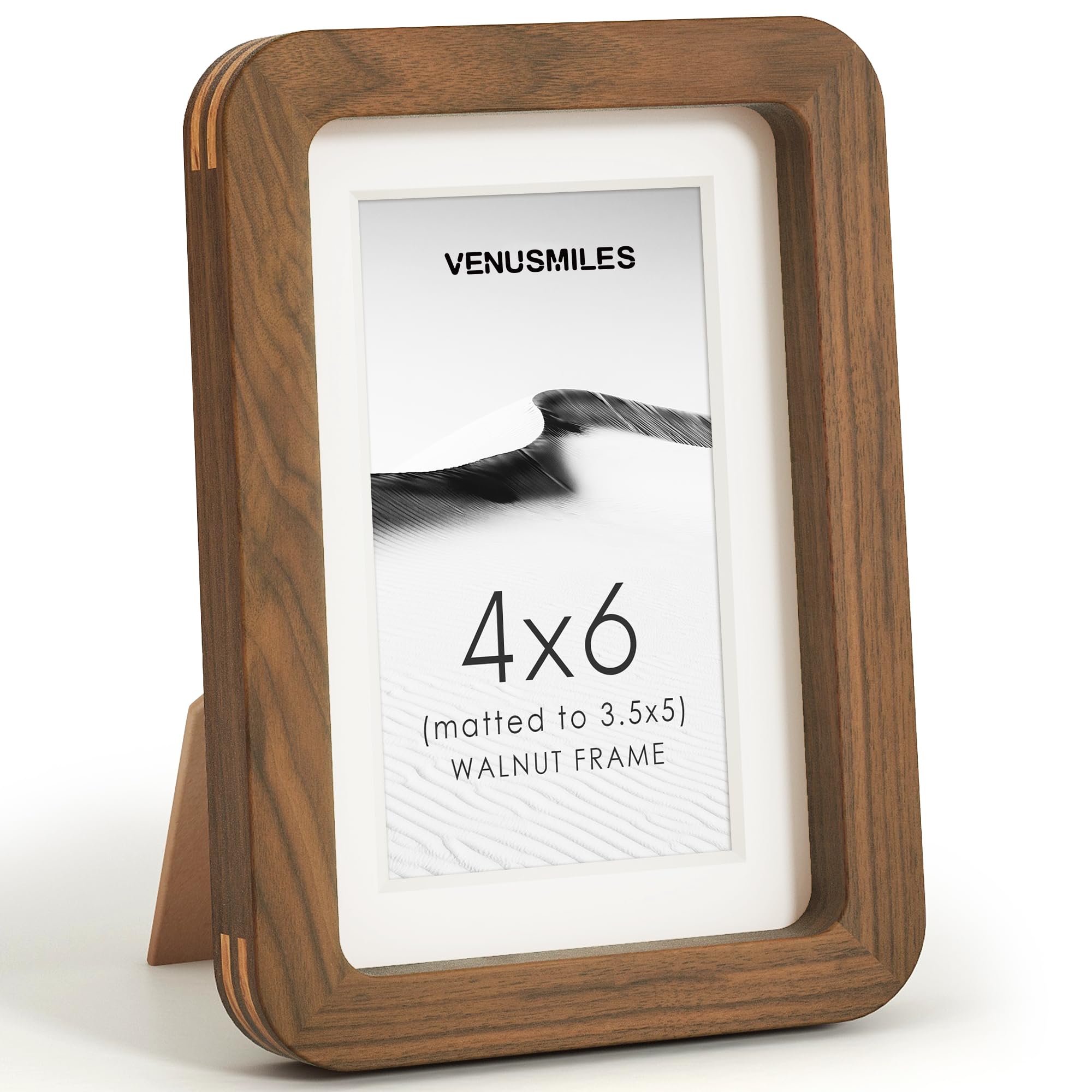 4x6 Picture Frame, USA-Sourced Natural Walnut Wood Photo Collage Frame
