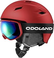 Odoland Síbukósisak és Szemüveg Szett M-es Méretben - Unisex PC Sisak UV400 Védelemmel, Szélálló Síszemüveggel Síeléshez, Snowboardozáshoz,  1