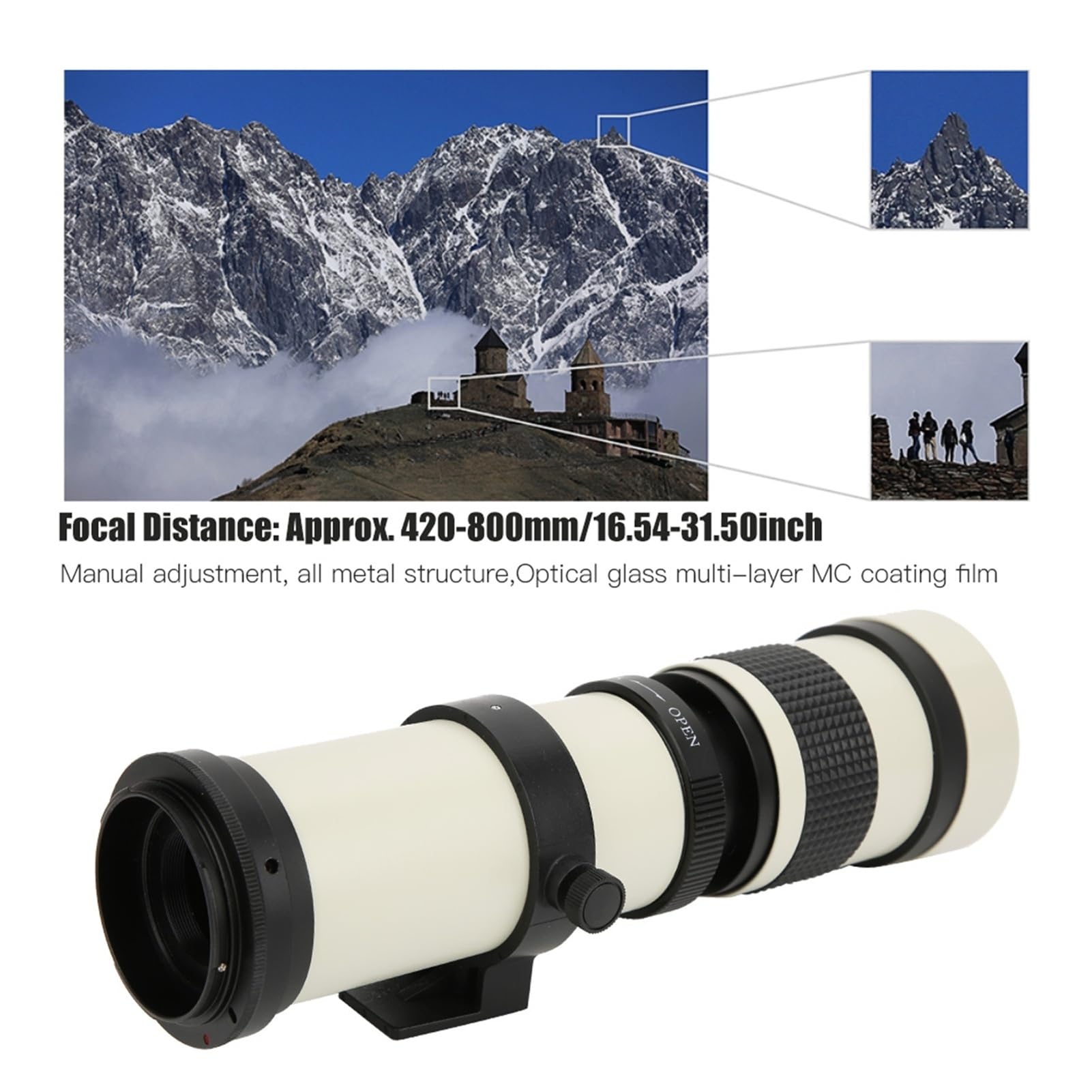 DSLR Camera Lens, 420–800 mm F8,3 Zoomobjektiv, kompatibel mit EF-S