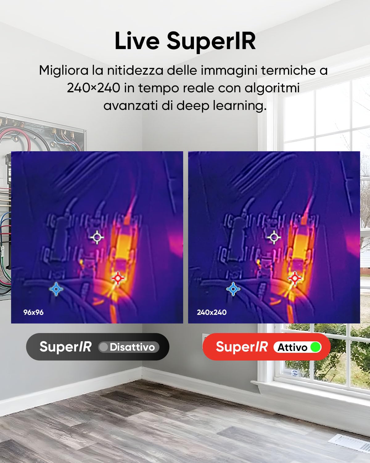 HIKMICRO D02 Telecamera Termica, Risoluzione Superiore 240x240 visibile, SuperScene, Telecamera Termica 96x96, 8 ore di autonomia della batteria, Registrazione video