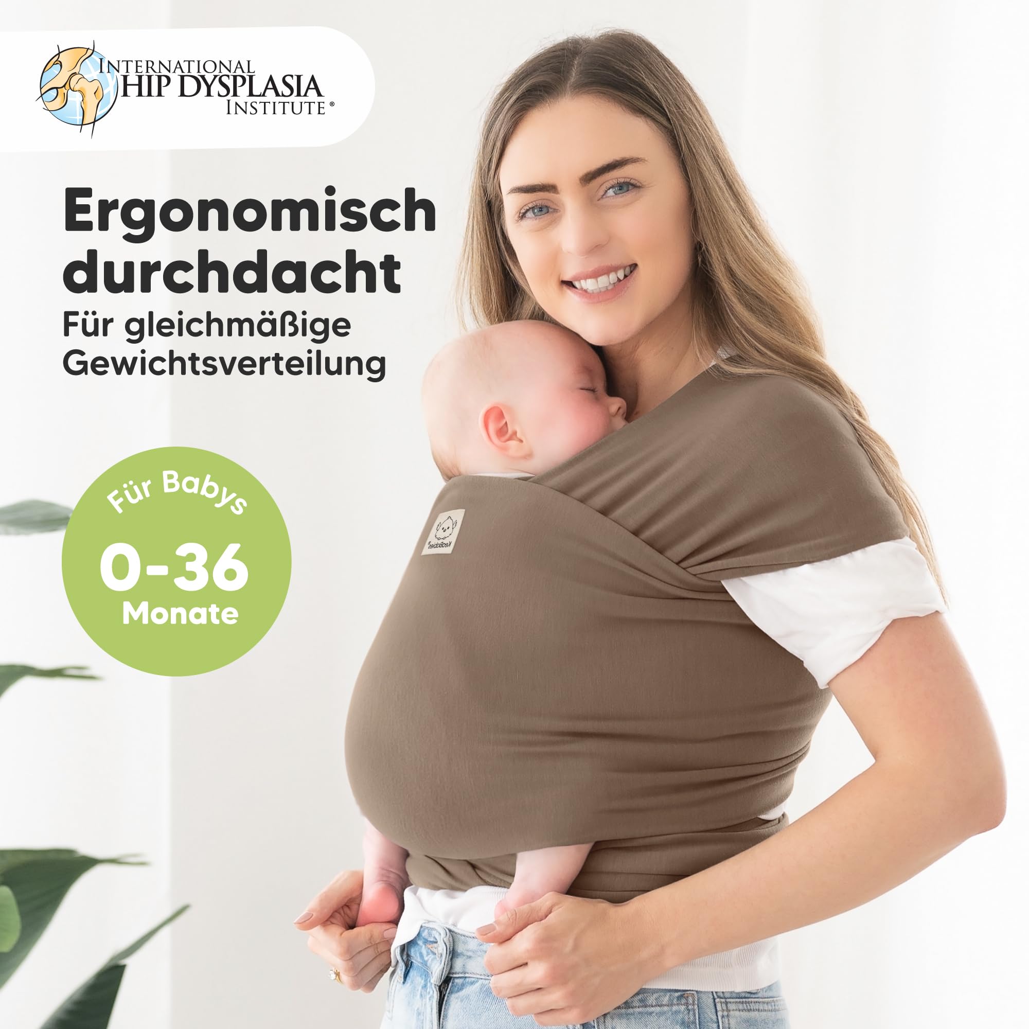 KeaBabies Babytrage Ab Geburt - Atmungsaktive Babytragetücher, Babytrage Neugeborene Ab Geburt, Babytuch Tragetuch Baby Neugeborene, Kleinkind Handfreie Baby Carrier (Saddle Brown)
