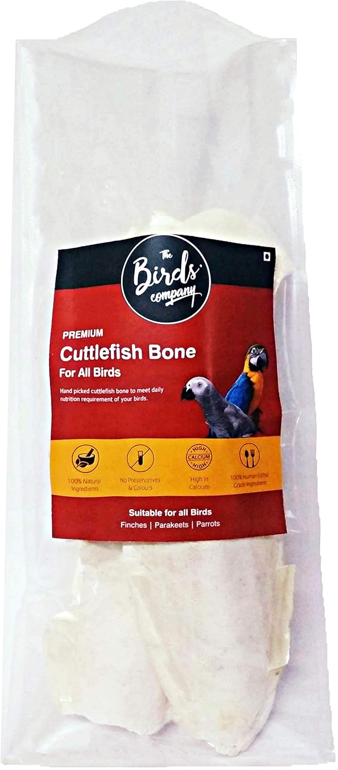The Birds Company All Life Stages Premium Cuttlefish Bone Chunks, Bird Calcium for Finches, Budgies, Conures, Lovebirds, Cockatiels, African Grey, Macaws, Cockatoo, Eclectus, 100 g