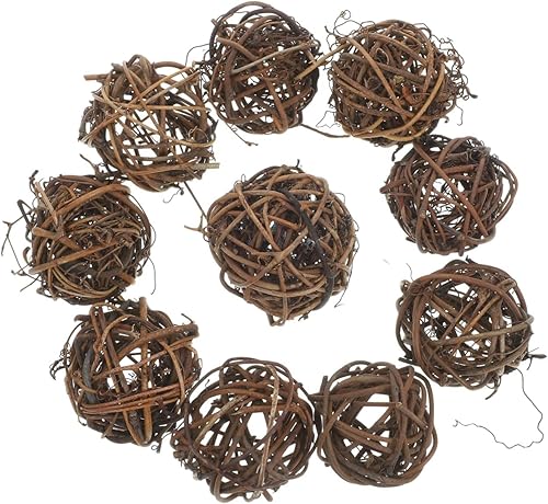 ARTIBETTER 10 bolas decorativas de vid tejidas a mano, orbes de mimbre marrón claro de 3.93 pulgadas para árbol de Navidad, boda, cafetería, bar,