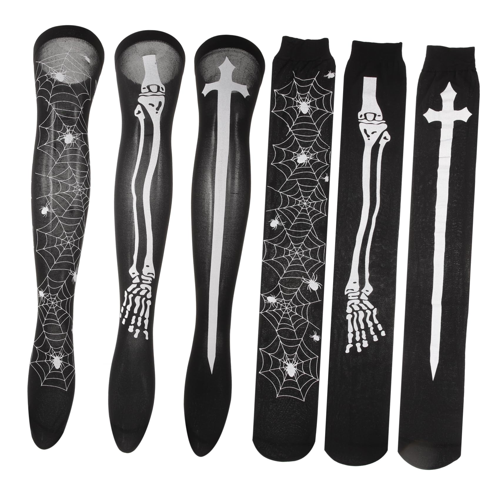 9 Paar Halloween Kleider Halloween Socken Outfits Gothic Socken Strümpfe Maskerade Kostümzubehör Gothic Gruselige Kniestrümpfe Handschuhe Gruselige