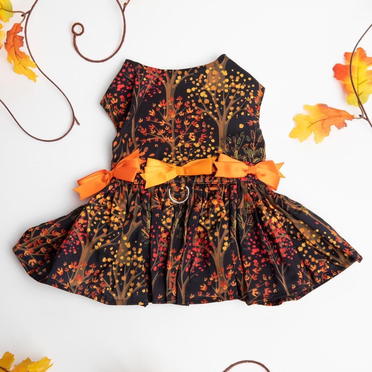 Fall Leaves Harness Dress with Matching Leash (Small)