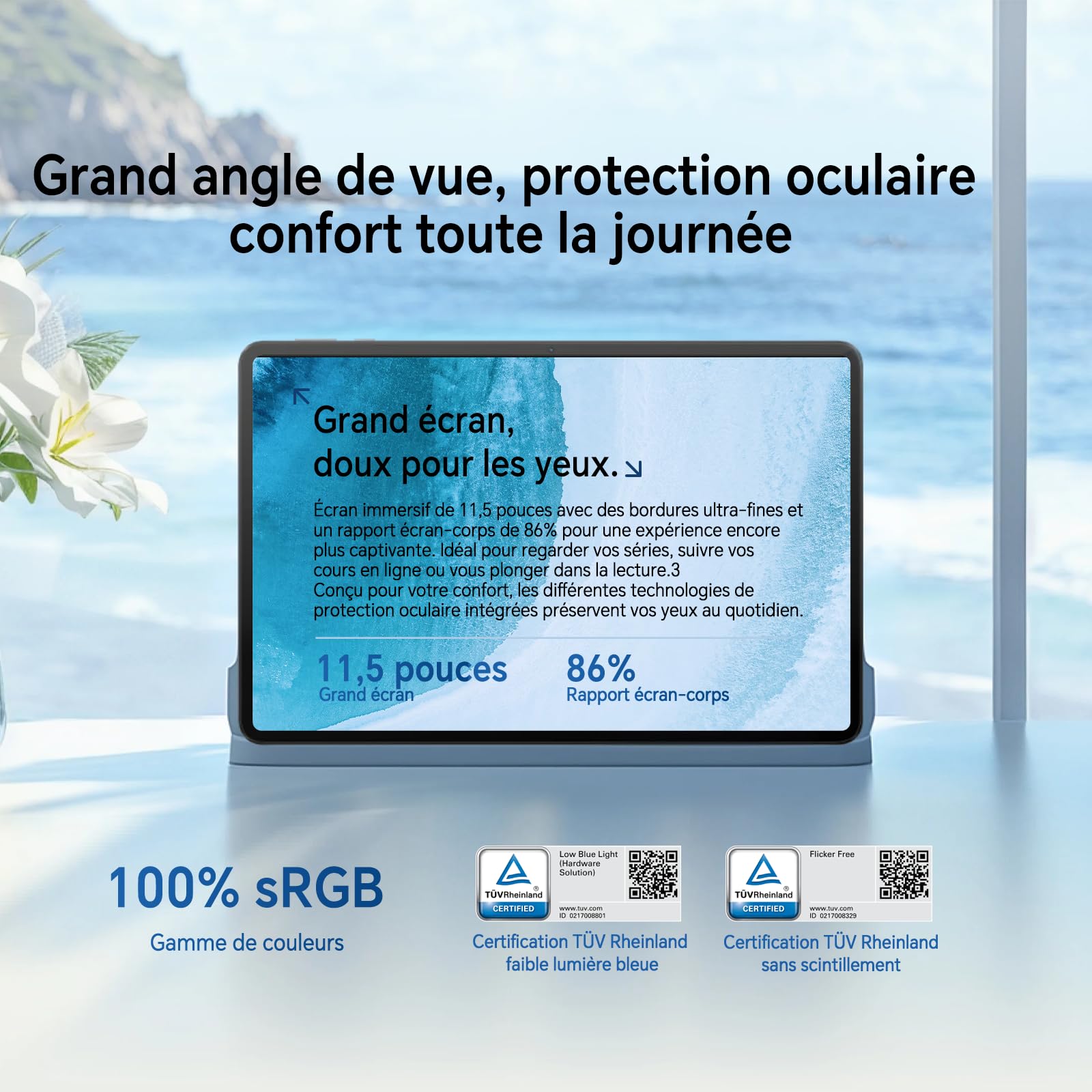 HONOR Pad X9a Tablette 11,5" 2.5K 120Hz, 6GB RAM 128GB, Batterie 8300mAh, 4 Haut-parleurs, Snapdragon 685, Android 15, Tablette pour Étudiants et Famille, Corps en Métal, Gris