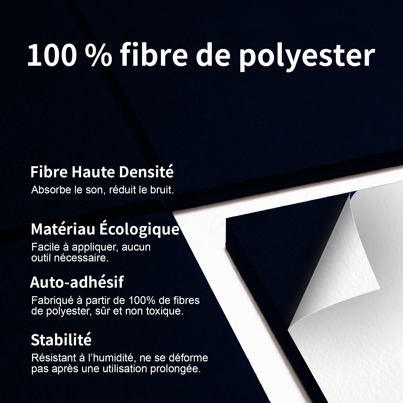 Panneaux Acoustiques Carrés Lot de 24 2,16 m² Autocollants Bleu Ciel | 30×30×0,9 cm, 230 kg/m³, NRC 0,95; absorption acoustique pour réduire l'écho en studio, bureau, chambre ou gaming.