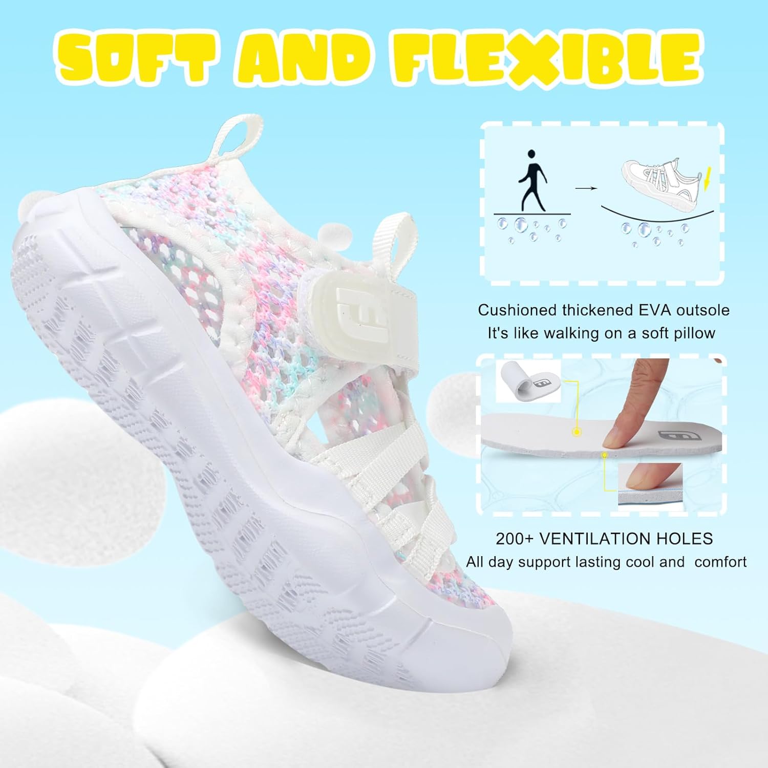 JOINFREE Toddler Boys Girls Water Shoes Breathable Qucik Dry Sport Beach Sandals Lightweight Barefoot Flexible - Image 6