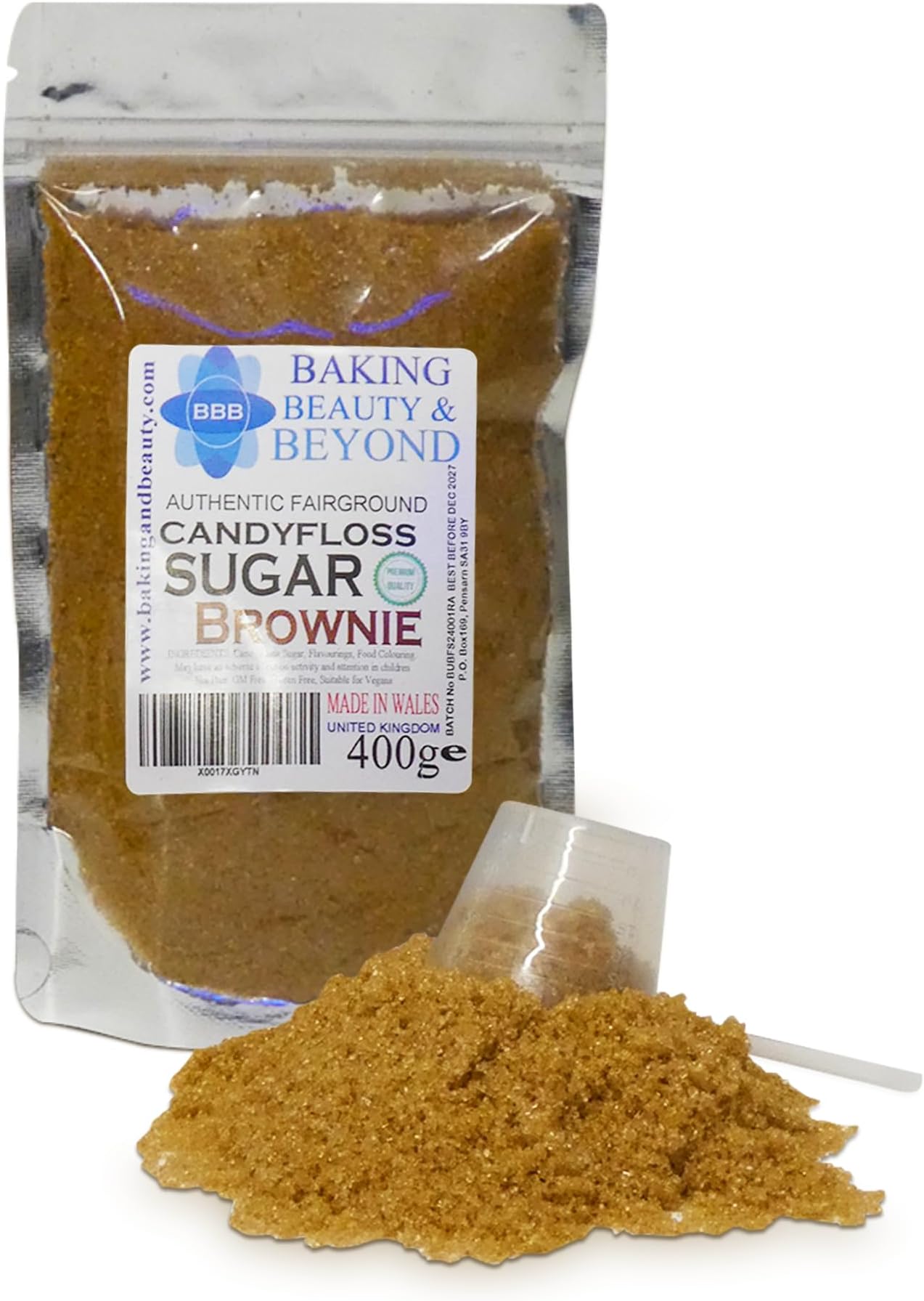 Baking Beauty and Beyond Premium Candy Floss Sugar 400g - Brownie Flavour