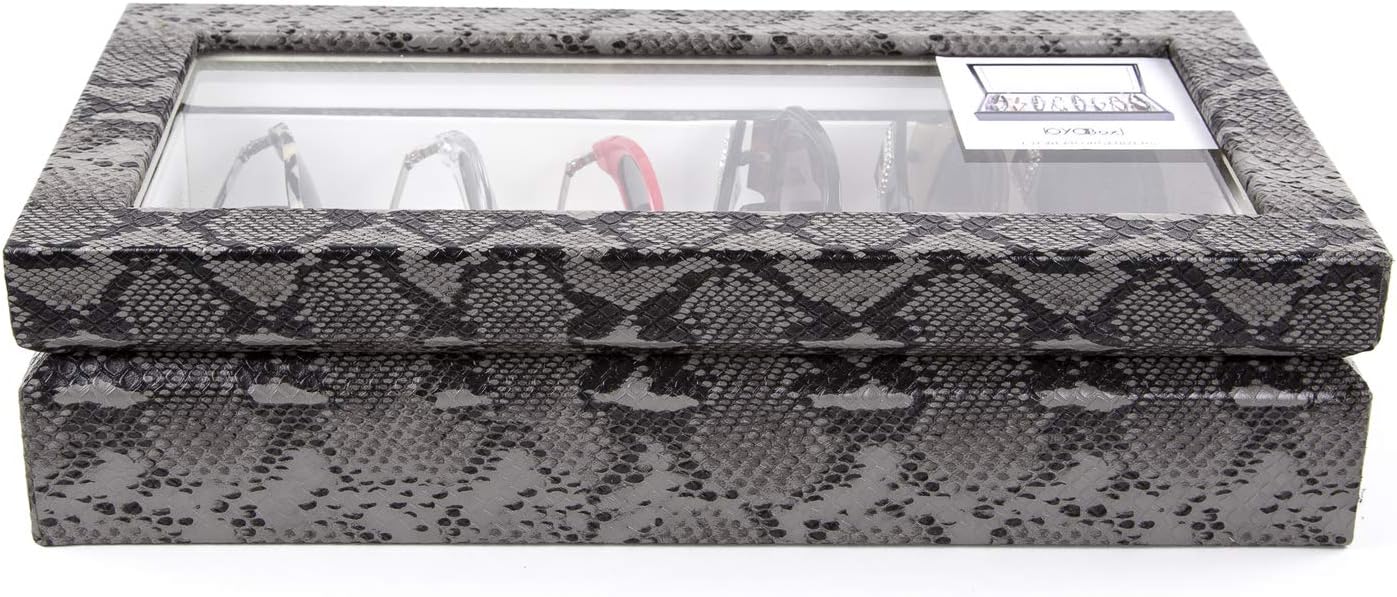 OYOBox Maxi Luxury Eyewear Organizer, Wood Box for Glasses + Sunglasses, Exotic Print Collection