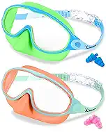 Keary 2 Pack Kids Swim Goggles with Nose Cover for 3-12 Anti-UV Anti-Fog Pool Water Swimming Goggles Boys Girls Youth Toddler