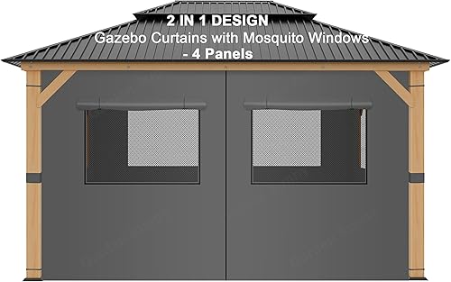 Miniatura 6 de 2 paneles de 10 x 10 pies, cortinas universales de repuesto para glorieta de privacidad, cortinas de sombra, protección de paredes laterales (solo