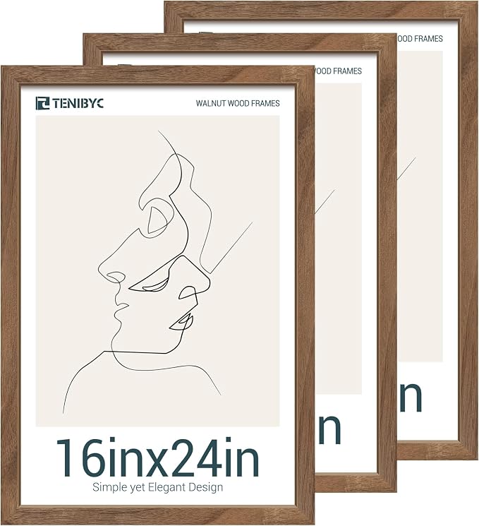 Poster Frames Set - 3 Pack - Solid Wood Picture Frame - Exclusive Woodgrain - Rooms, Offices, Gallery, Studio, and Hallway, Wall Display Decor