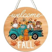Fall Decoration for Home Fall Door Decor Pumpkin Truck Welcome Wooden Sign