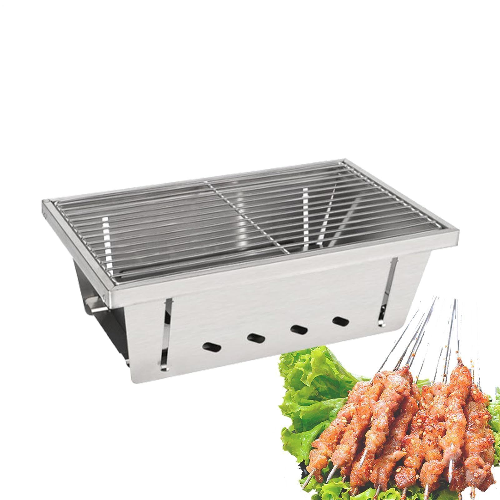 Przenośny grill do grillowania – odporne na wysokie temperatury i wiatroszczelne narzędzie do gotowania na świeżym powietrzu do ogrodu, balkonu, tarasu, podróży, imprez i ognisk
