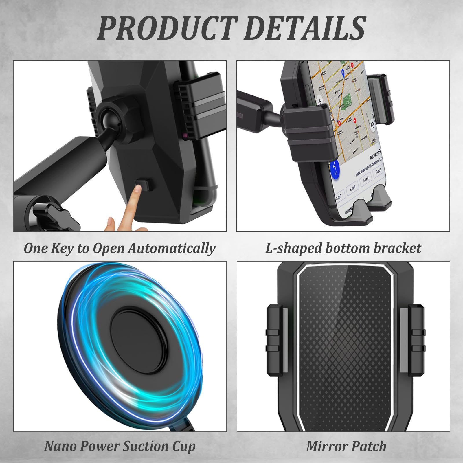 Supporto per Telefono per Camion, Supporto per Telefono Cellulare per Cruscotto del Camion con Braccio Lungo da 16,9 Pollici, 360° di Rotazione Porta Cellulare Auto per Camion per Smartphone