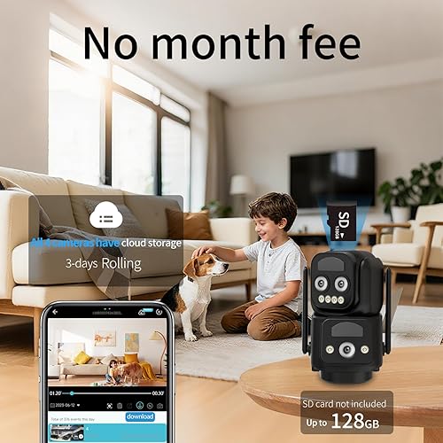 Miniatura 8 de Cámaras de seguridad inalámbricas para exteriores alimentadas por energía solar para seguridad del hogar, cámara exterior de visión de 360°, Paquete