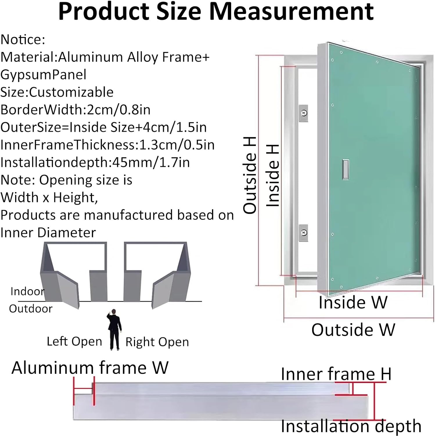 Recessed Inspection Door Access Panel for Drywall Heavy Duty Access Door Hidden Cable Access Panel with Handle for Industrial Residential Use((WxH) 30X45CM/12X18IN)