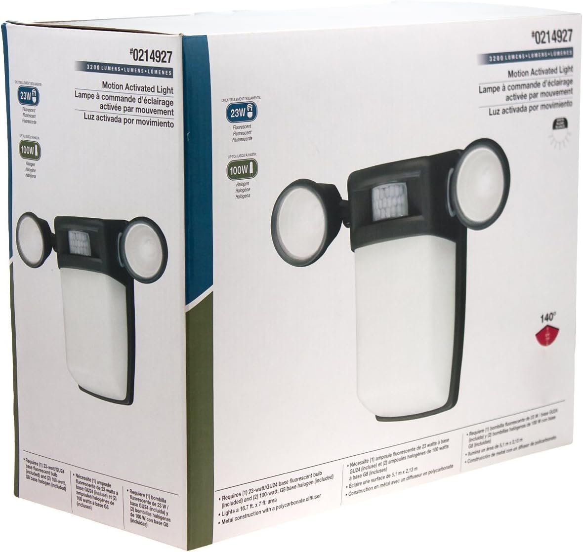 Utilitech 3-Light Security Light in packaging, front view