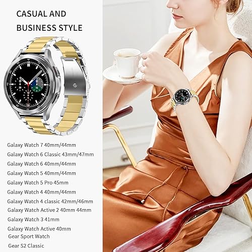 Vista 64 de GOLDTOLUCK Stainless Steel Band Compatible with Samsung Galaxy Watch 8 7 6 5 4 Classic FE Pro 40mm 44mm 46mm 43mm 47mm 45mm 42mm 20mm Men Women Negro