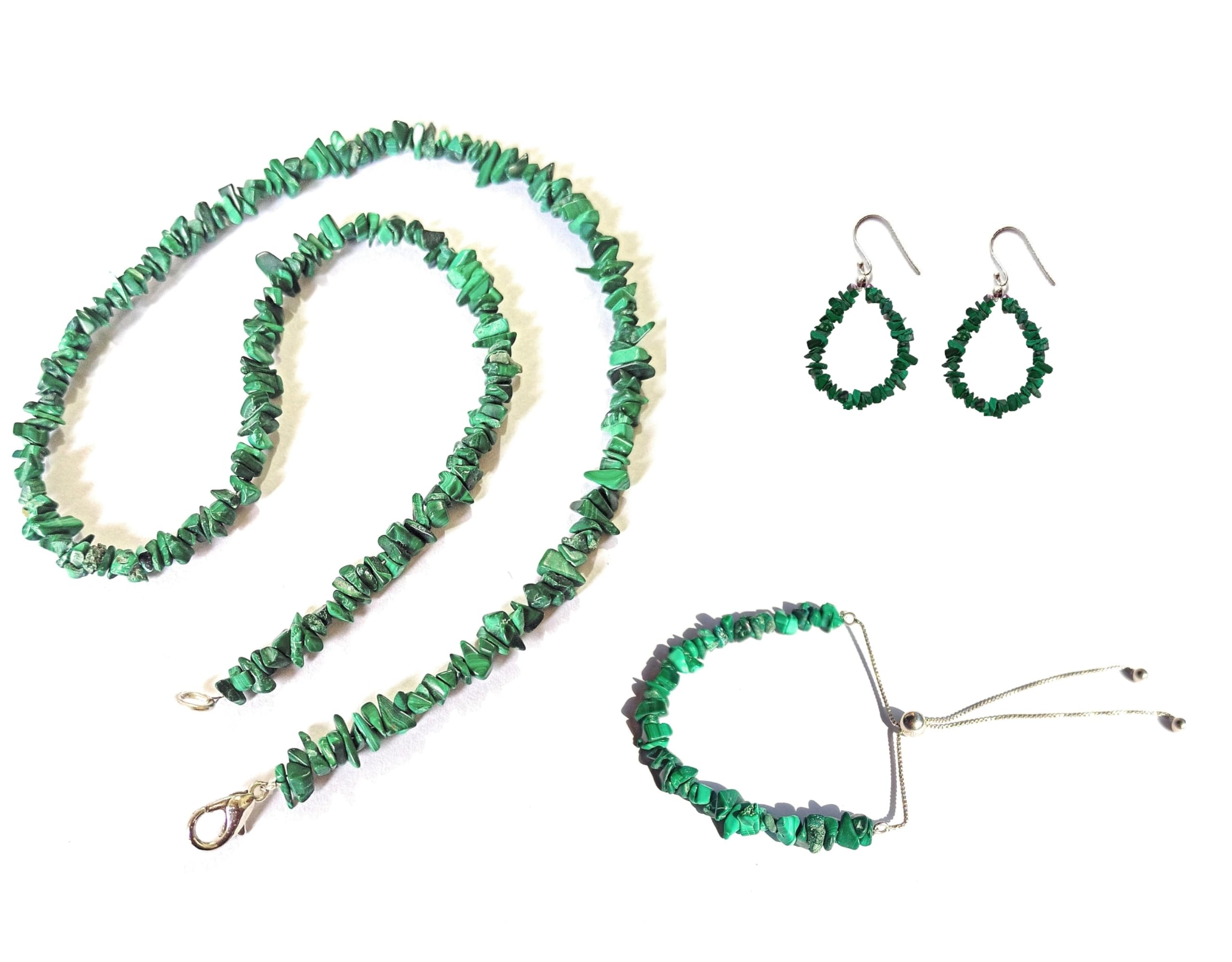 Juego de joyas de malaquita en plata de ley el regalo perfecto con pendientes y collar 7