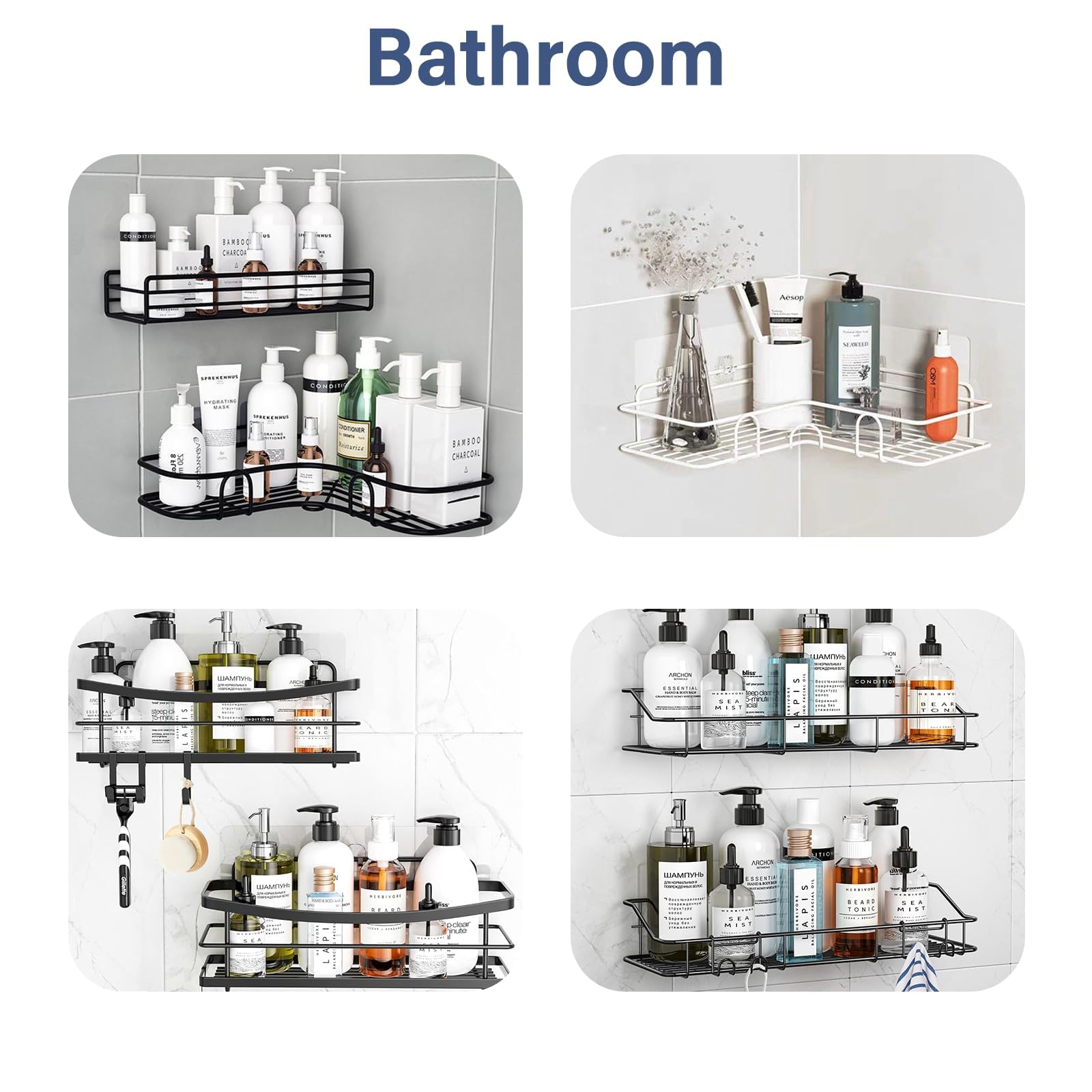12 Stuks Douche Caddy Zelfklevende Haken Vervanging, Hoek Douche Caddy Zelfklevende Sticker Haken Transparante Kleverige Haken voor Badkamer Keuken Douche Caddy Hoekplank (Enkele Haak