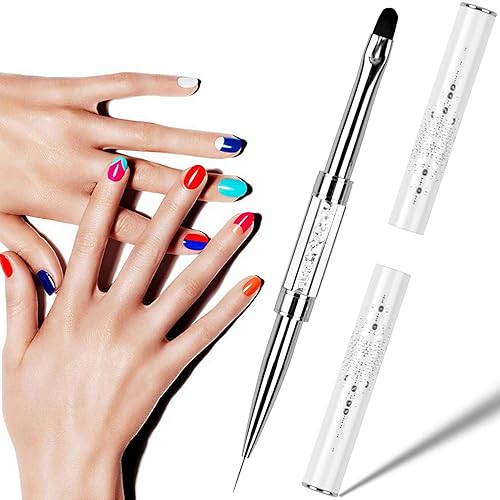 Miniatura 7 de Cepillo de diseño de uñas de doble extremo, mango de diamantes de imitación, cepillo de uñas de gel UV, herramientas profesionales de arte de uñas, 1