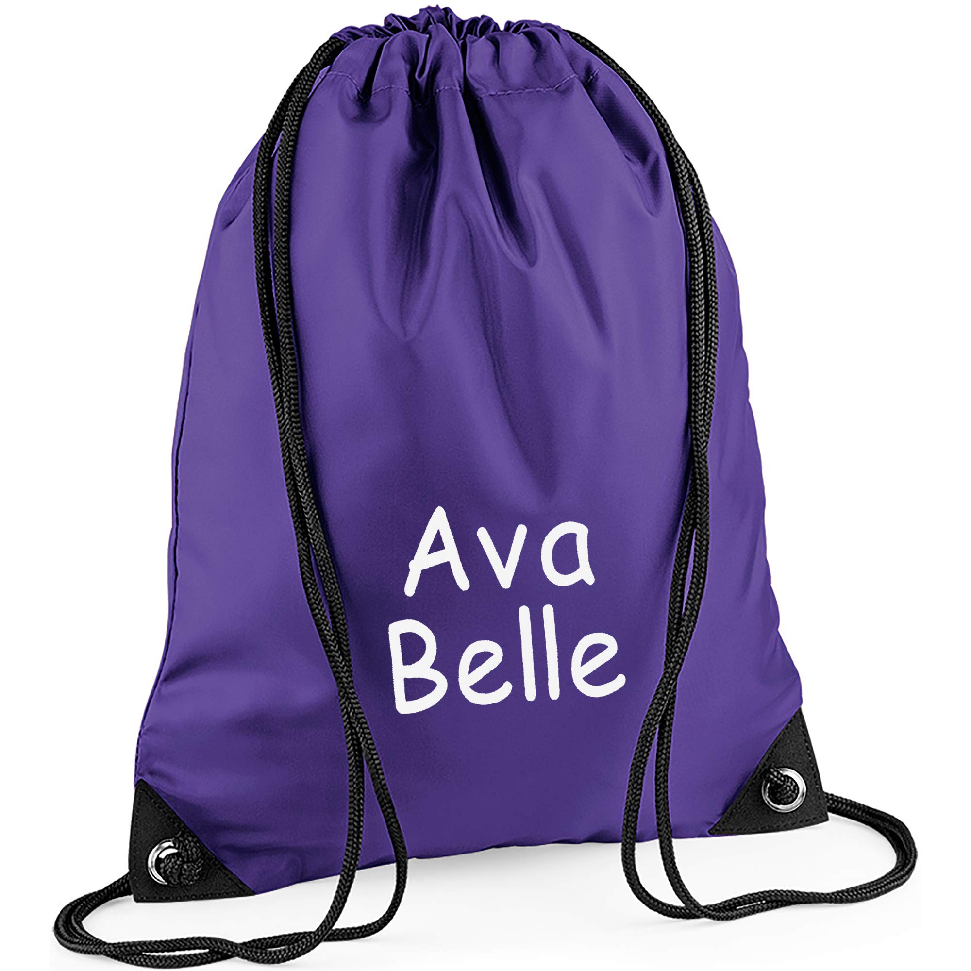 Personalised Embroidered Name School Sports PE Drawstring Gym & Swimming Bag (Purple)