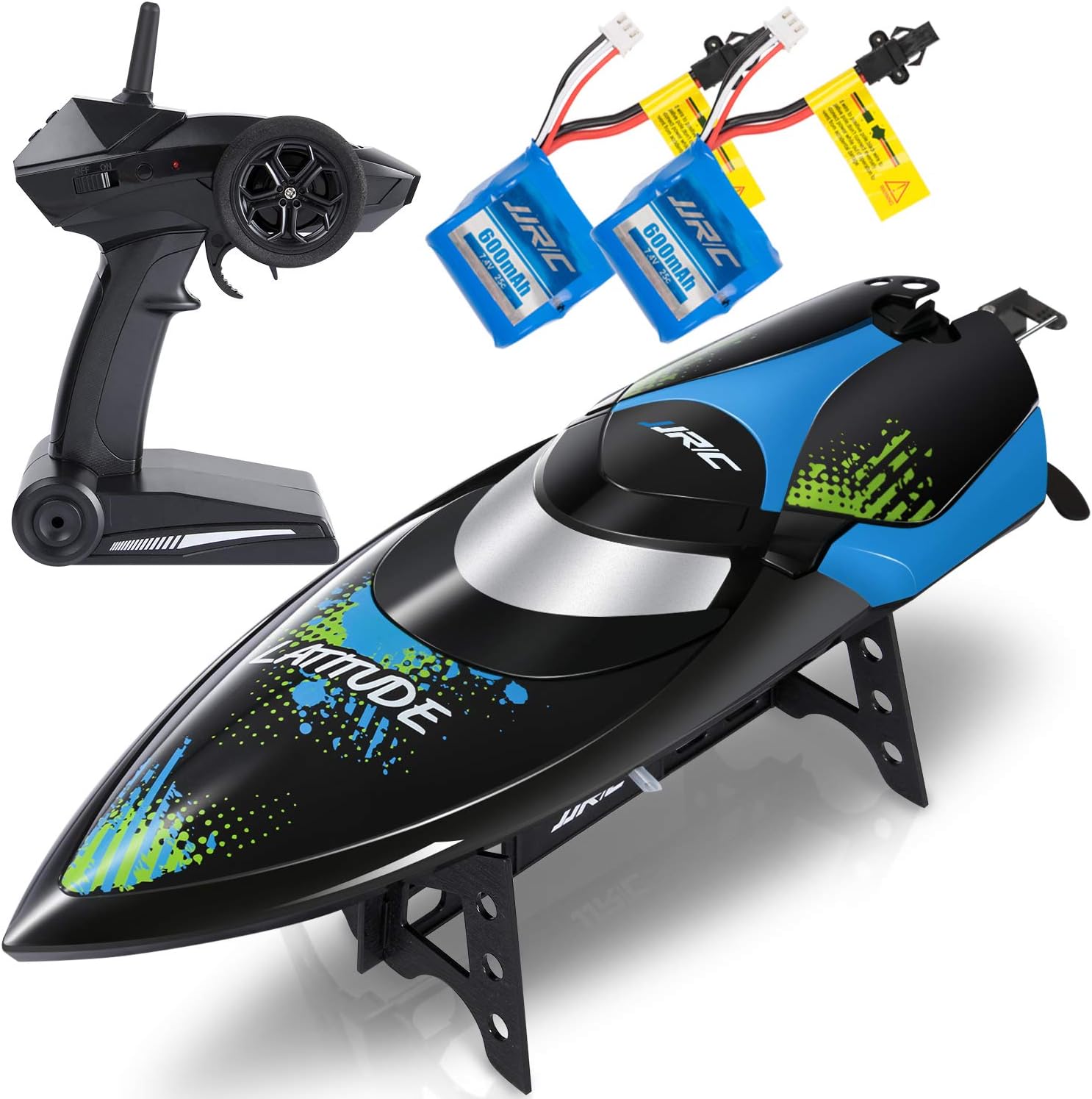 ANTAPRCIS 25km/h RC Boat, 2.4GHz 180° Flip Remote Control Race Boat for Pool Lake Boy Adult, Black