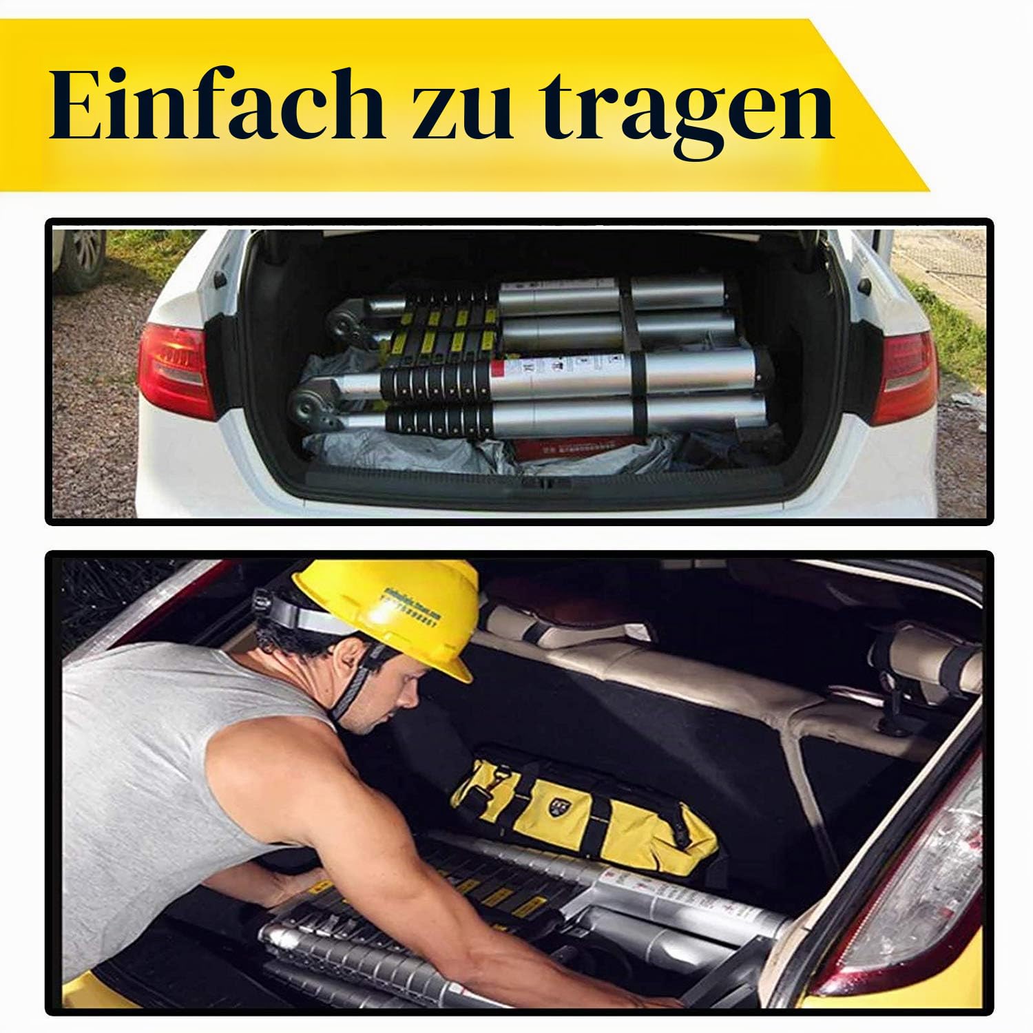 COOCHEER Teleskopleiter Aluminium 5M Klappleiter Ausziehbare Leiter Mehrzweckleiter 16 Stufe Stehleiter max. Traglast 150 kg, Silber