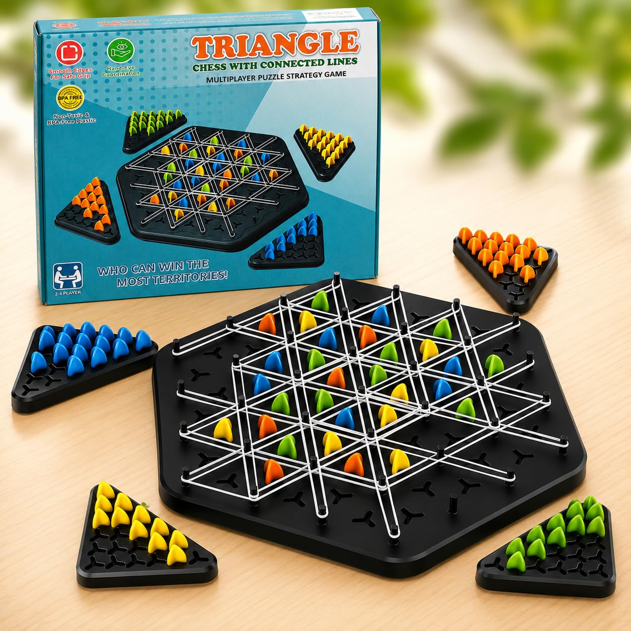 Triangle Chess Game for Kids & Adults | Triangle Strategy Board Game | Chain Chess Rubber Band Game | Family Educational Brain Teaser | STEM Learning Toy | Interactive Party Game | 2-4 Players-image-38